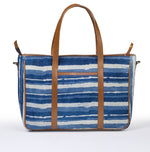 Load image into Gallery viewer, Office Handbag- Indigo Stripe - October Jaipur