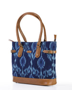 Load image into Gallery viewer, Tote - Blue Ikat Durrie - October Jaipur