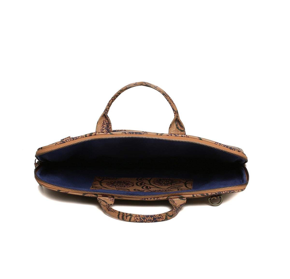 Block Printed Leather laptop bag - October Jaipur