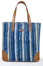 Load image into Gallery viewer, INDIGO STRIPE TOTE - October Jaipur