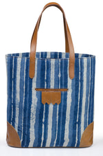 Load image into Gallery viewer, INDIGO STRIPE TOTE - October Jaipur