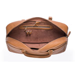 Load image into Gallery viewer, Tan Leather briefcase- Ikat Imprints - October Jaipur