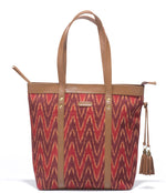 Load image into Gallery viewer, Shoppers Bag - Red Ikat - October Jaipur