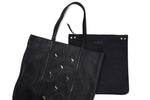 Load image into Gallery viewer, Leather Tote Black- Flamingo - October Jaipur