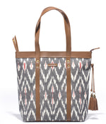 Load image into Gallery viewer, Shoppers Bag- Grey Ikat - October Jaipur