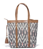 Load image into Gallery viewer, Shoppers Bag- Grey Ikat - October Jaipur