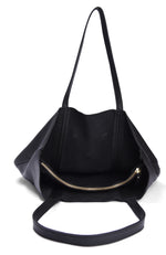 Load image into Gallery viewer, Leather Tote Black- Flamingo - October Jaipur