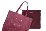 Load image into Gallery viewer, Leather Tote Maroon- Flamingo - October Jaipur