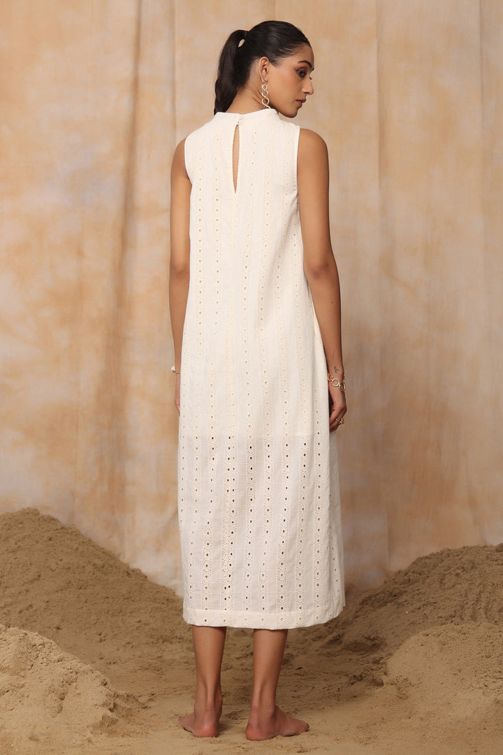 RESORT SLEEVLESS DRESS-SCHIFFLI