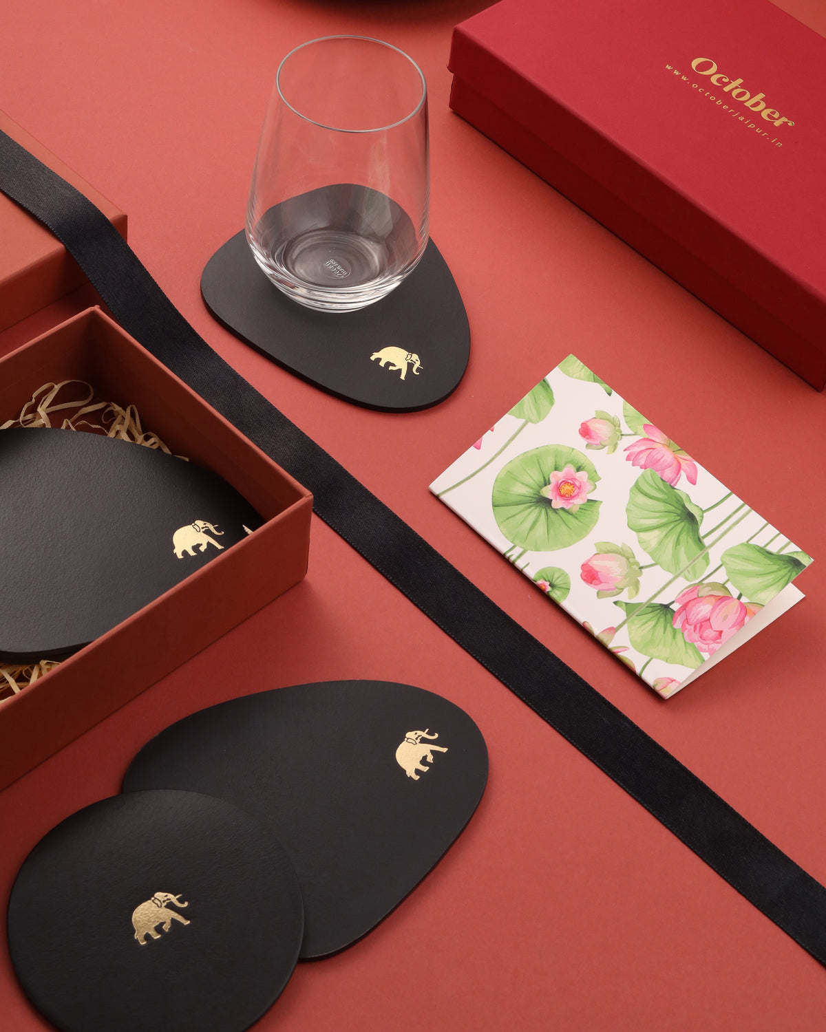 LEATHER COASTER ELEPHANT ( Set of 8)