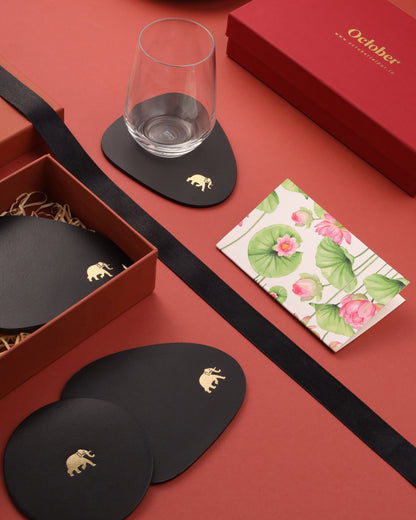 LEATHER COASTER ELEPHANT ( Set of 8)
