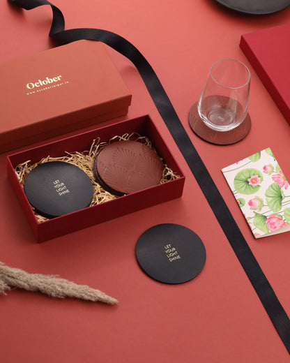 LEATHER COASTER SET - SHINE
