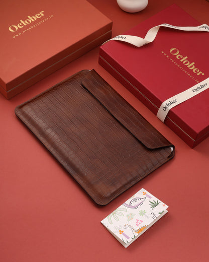 BOIS LAPTOP SLEEVE- TAN CROCO