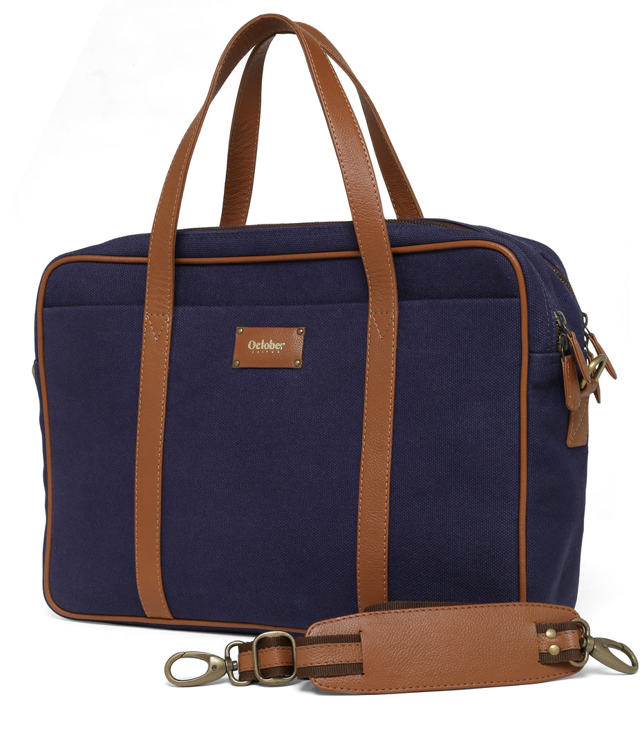 FREDDY CANVAS LAPTOP BAG-BLUE