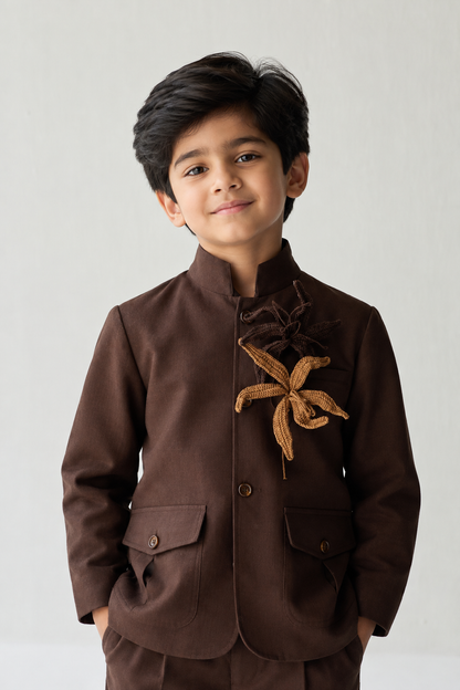 Ayaan Linen Bandhgala Kids-Set of 2