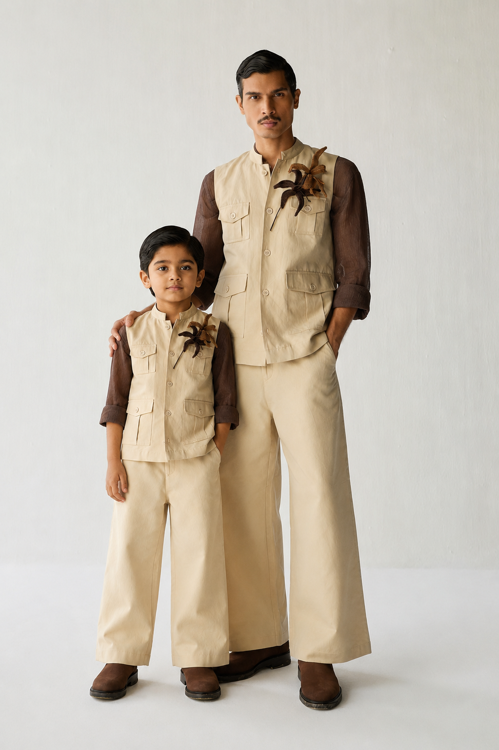 LINEN MINI HUNTER SET-ECRU (SET OF 2)