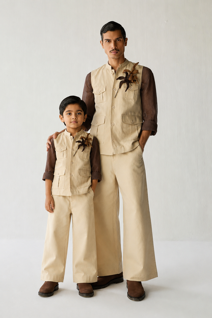 LINEN MINI HUNTER SET-ECRU (SET OF 2)