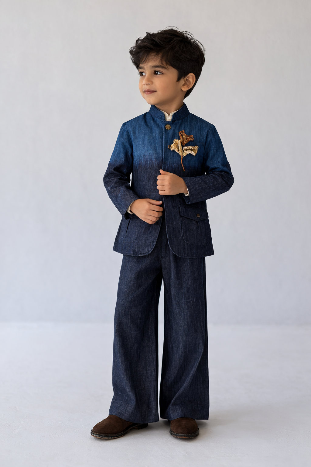 SAHEJ DENIM BANDGALA SET ( SET OF 2)