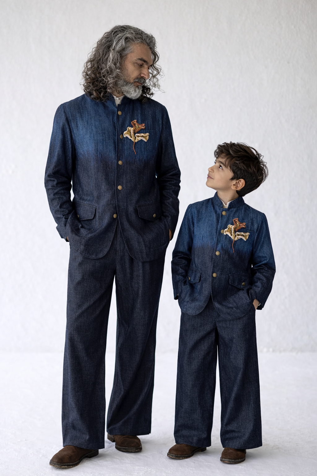 SAHEJ DENIM BANDGALA SET ( SET OF 2)