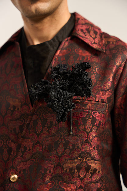 Resham Floral Brooch- Black