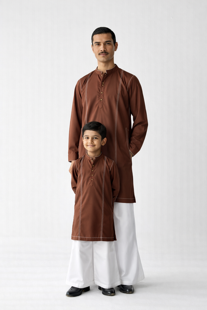 TAILORED KURTA SET TAN-KIDS