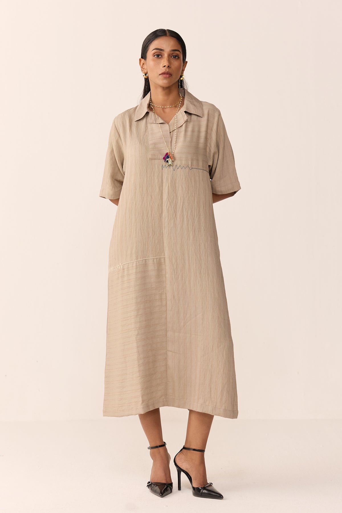 SAILOR VACATION DRESS- CHAI LATTE
