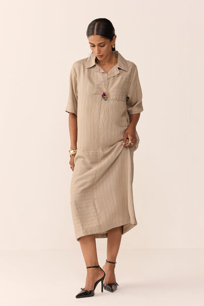 SAILOR VACATION DRESS- CHAI LATTE
