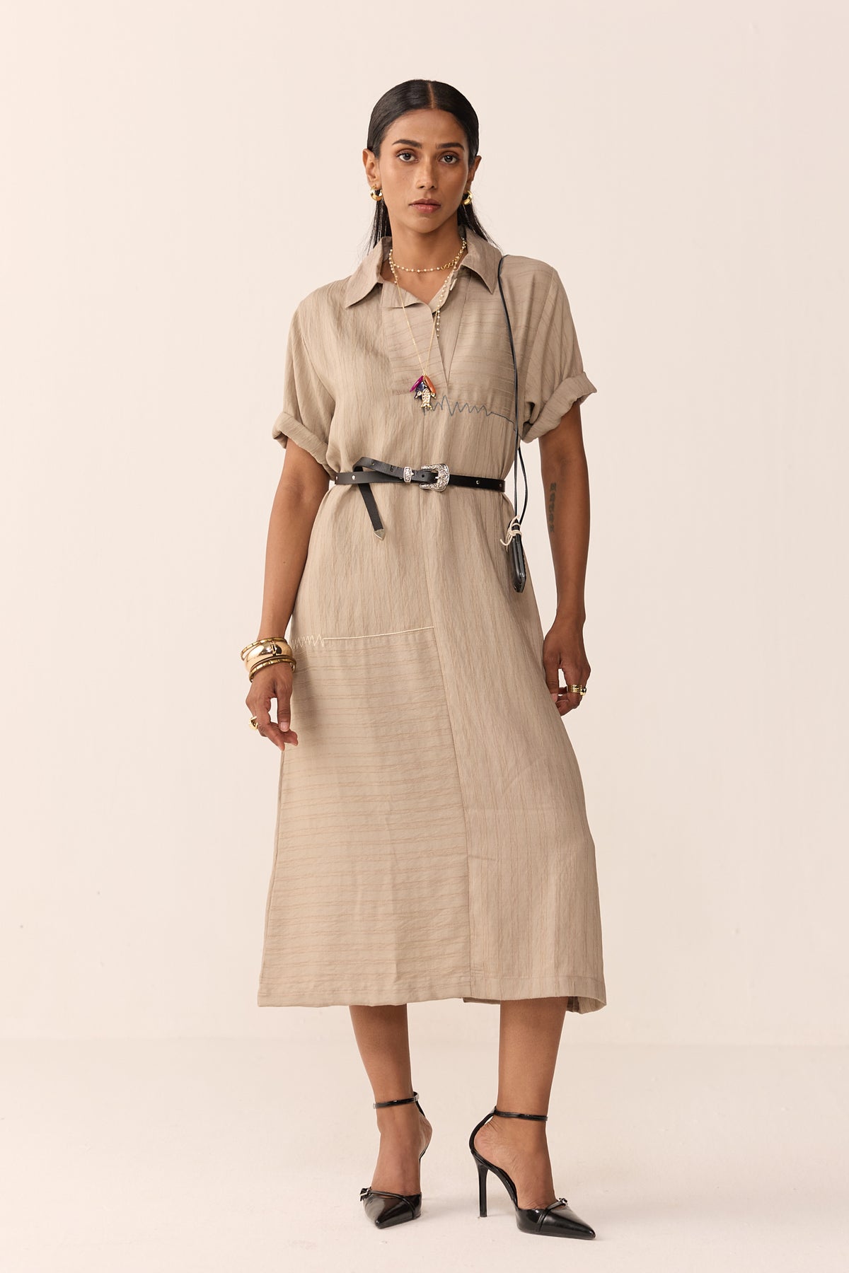 SAILOR VACATION DRESS- CHAI LATTE