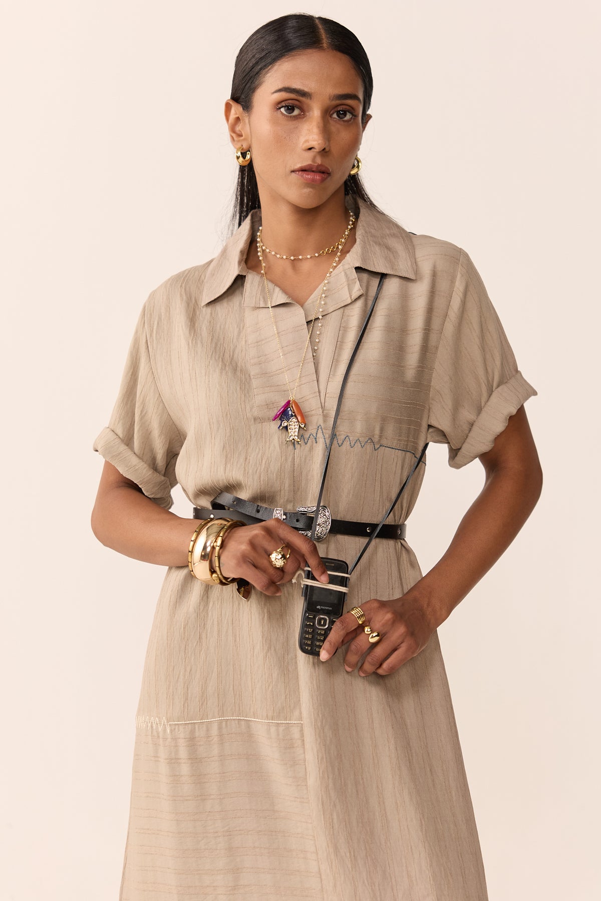SAILOR VACATION DRESS- CHAI LATTE