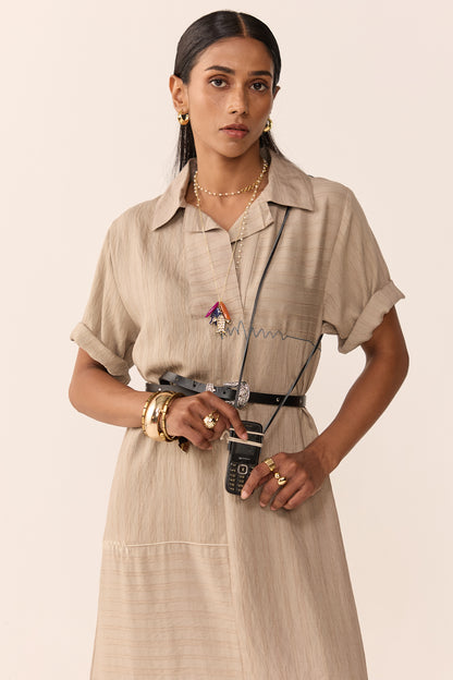 SAILOR VACATION DRESS- CHAI LATTE