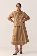 Load image into Gallery viewer, TONK LINEN SKIRT SET- BURNT CHAI