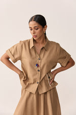 Load image into Gallery viewer, TONK LINEN SKIRT SET- BURNT CHAI