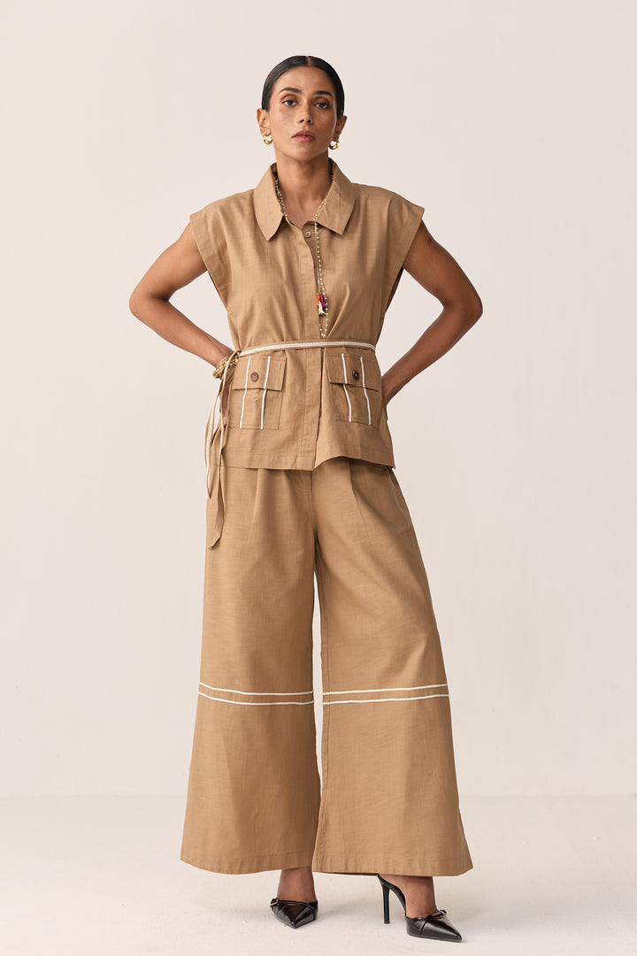 SAHIBA LINEN SET-BURNT CHAI