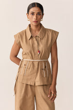 Load image into Gallery viewer, SAHIBA LINEN SET-BURNT CHAI