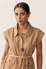Load image into Gallery viewer, SAHIBA LINEN SET-BURNT CHAI