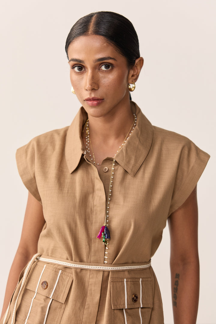 SAHIBA LINEN SET-BURNT CHAI