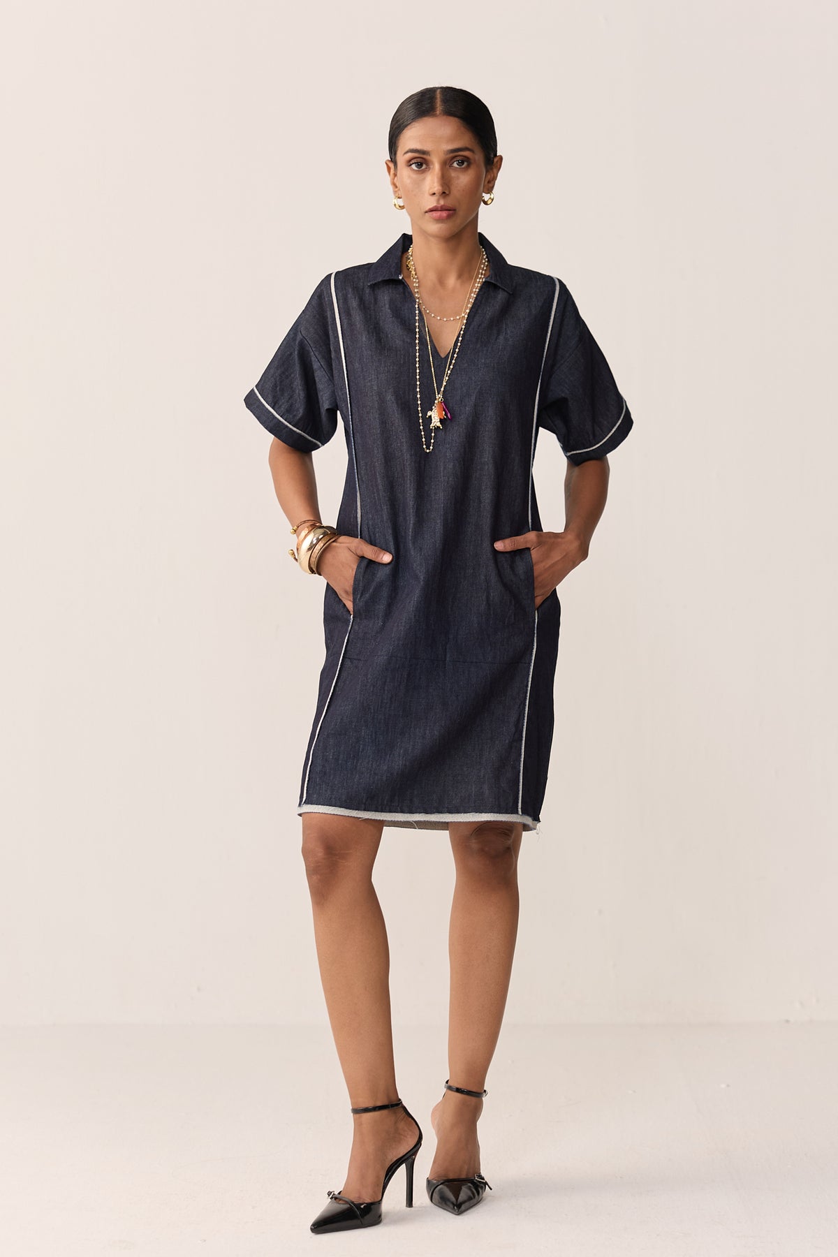 JAWAI SHORT DRESS-DENIM