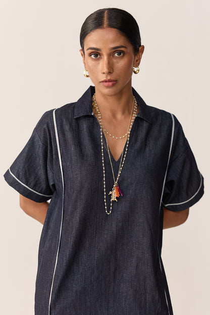 JAWAI SHORT DRESS-DENIM