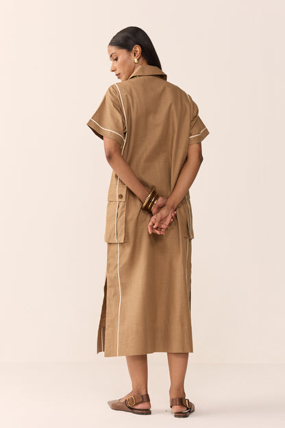 TONK TRAVEL DRESS- BURNT CHAI