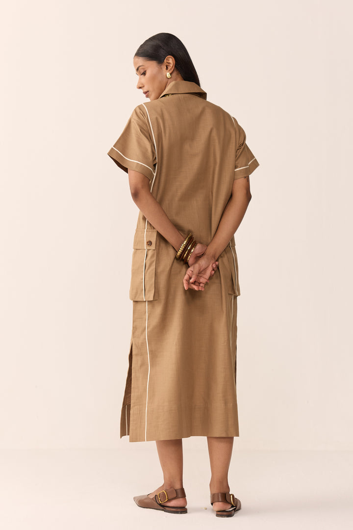 TONK TRAVEL DRESS- BURNT CHAI