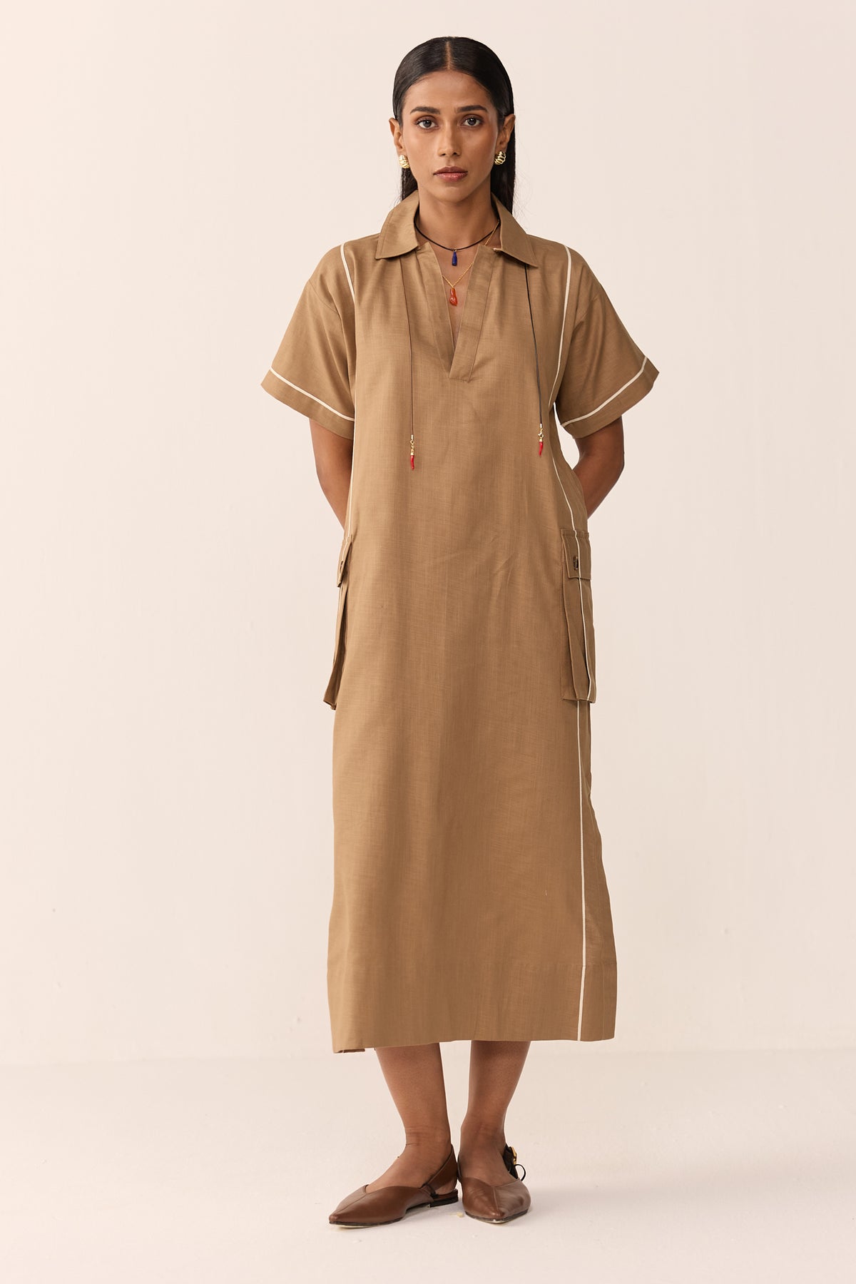 TONK TRAVEL DRESS- BURNT CHAI