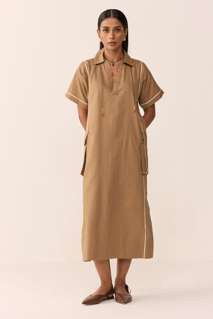 TONK TRAVEL DRESS- BURNT CHAI
