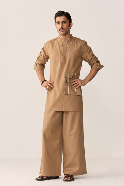 SEHER KURTA SET- BURNT CHAI