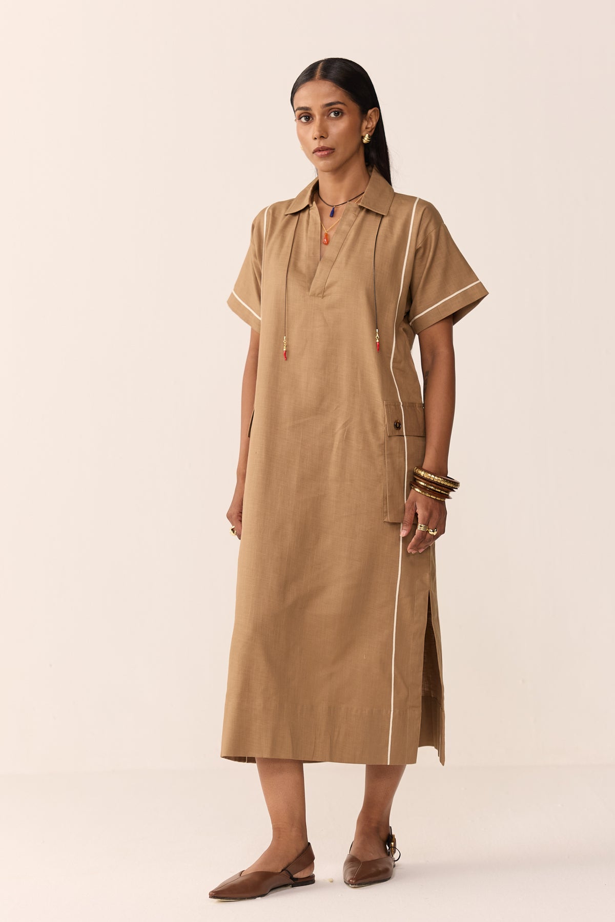 TONK TRAVEL DRESS- BURNT CHAI