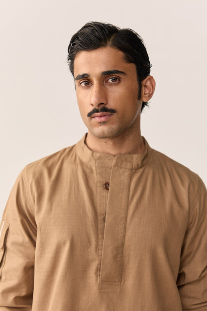 SEHER KURTA SET- BURNT CHAI
