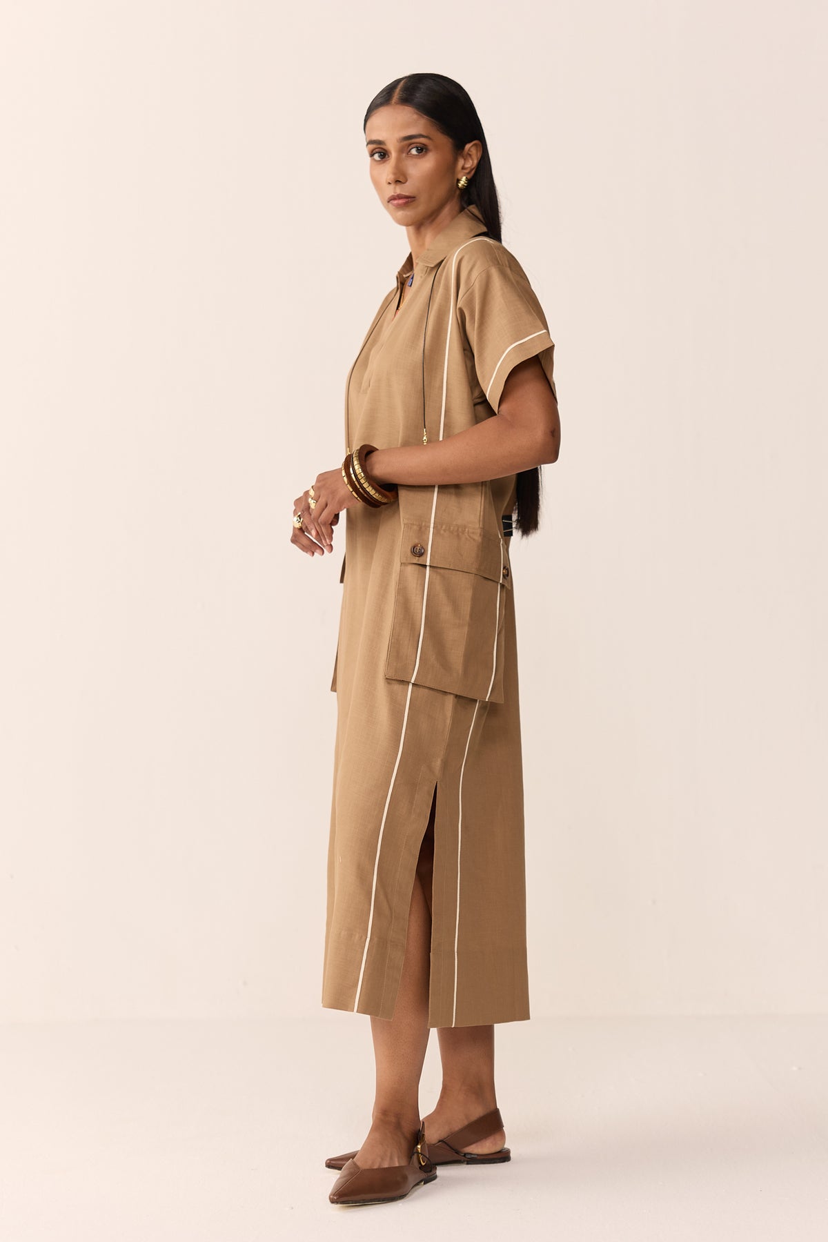 TONK TRAVEL DRESS- BURNT CHAI