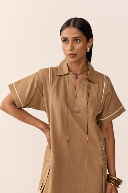 TONK TRAVEL DRESS- BURNT CHAI