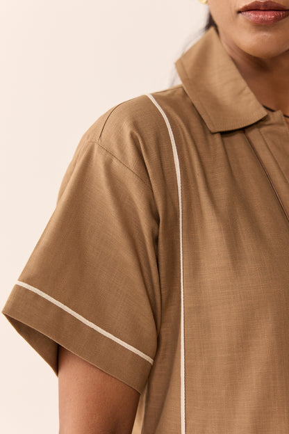 TONK TRAVEL DRESS- BURNT CHAI