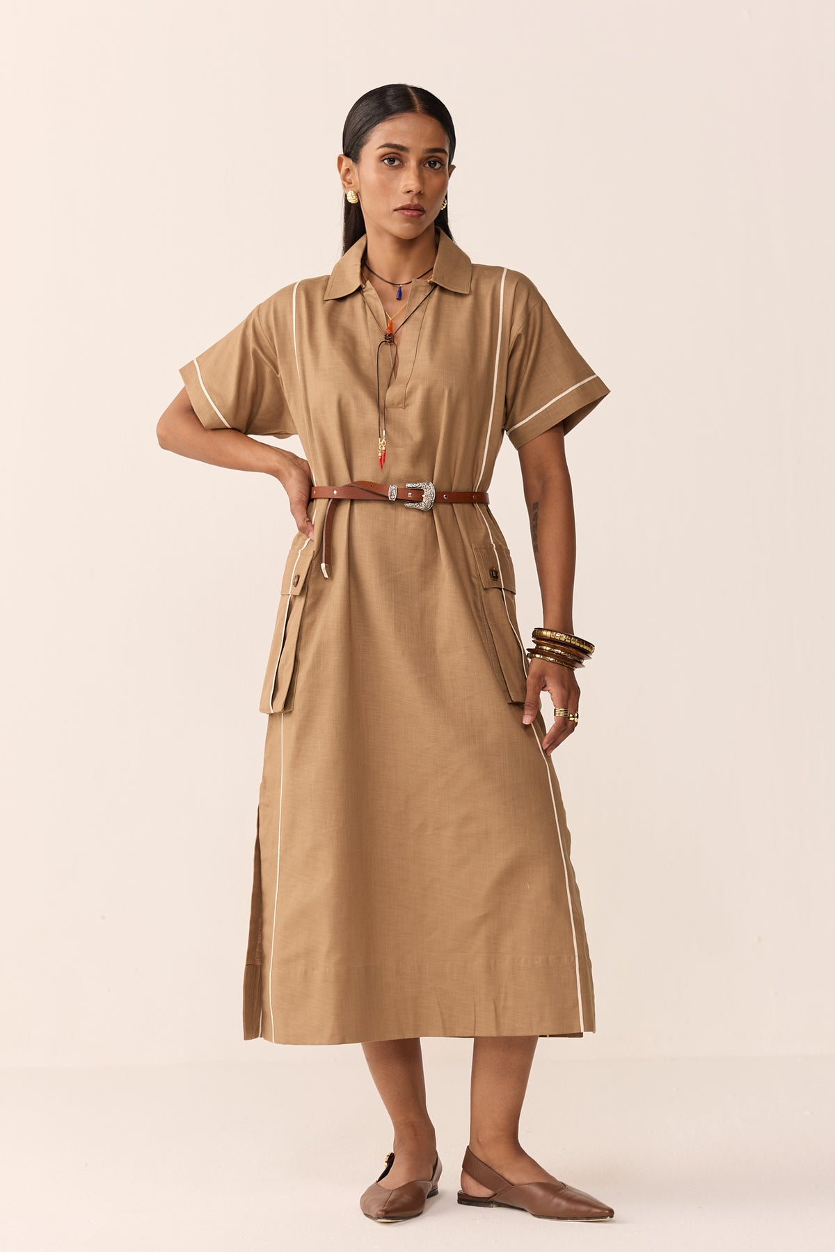 TONK TRAVEL DRESS- BURNT CHAI