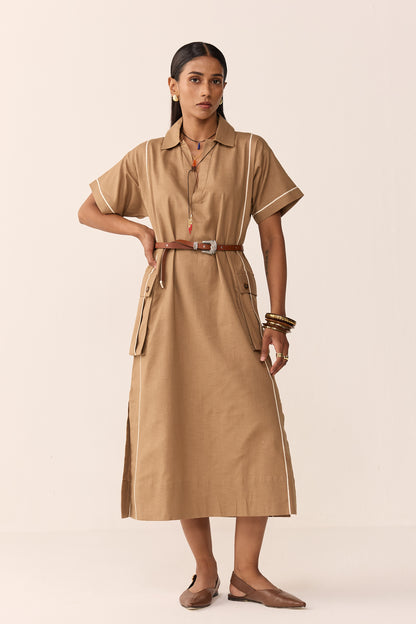 TONK TRAVEL DRESS- BURNT CHAI